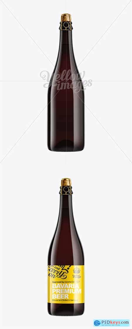 Download Amber Beer Bottle sealed with a Cork and Muselet 750ml